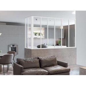 Vente unique Verriere dangle atelier en aluminium thermolaque L180 x L60 x H130 cm Blanc BAYVIEW