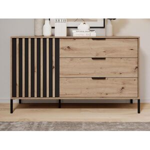 Vente-unique Commode 1 porte et 3 tiroirs - Coloris : Naturel et noir - ARIADA