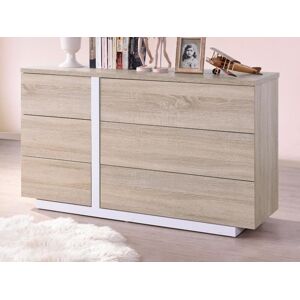 Vente unique Commode NAPOLI 6 tiroirs Chene et blanc