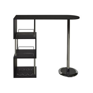 Vente unique Meuble de bar ALISETO MDF metal chrome Noir