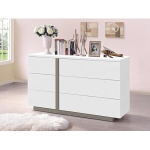 Vente-unique Commode NAPOLI - 6 tiroirs - Blanc et taupe