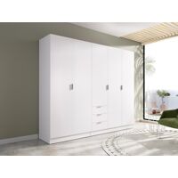 Vente-unique Armoire 5 portes et 3 tiroirs – L202 cm – Blanc – LISTOWEL
