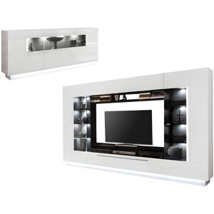 Vente-unique Ensemble Mur TV + Buffet - MDF - Blanc - Séjour lumineux BLAKE