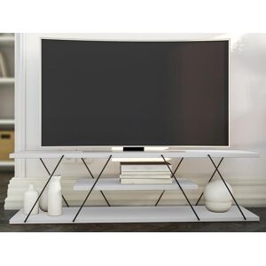 Vente-unique Meuble TV avec 1 étagère - Blanc et noir - DELORY
