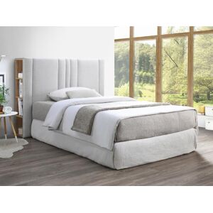 Vente unique Tete de lit avec rangements 140 cm Tissu Gris clair et naturel SIVERI