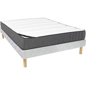 Vente-unique.com Ensemble sommier + matelas 140 x 190 cm ressorts ensaches 7 zones et mousse haute resilience ep.26cm - AUDACE de PALACIO