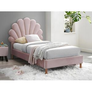 Vente unique Lit coquillage 90 x 190 cm Velours Rose MOANA