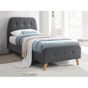 Vente unique Lit ROMEO tete de lit capitonnee 90 x 190 cm Tissu gris