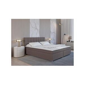 Ensemble complet boxspring tete de lit capitonnee sommiers matelas surmatelas 180 x 200 cm Tissu Gris SIERO de YSMEE