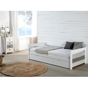 Vente unique Lit gigogne banquette CELIANE 2 x 90 x 190 cm MDF Blanc matelas