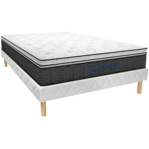 Vente uniquecom Ensemble sommier matelas ressorts ensaches et surmatelas integre GAMIANI de DREAMEA ep 30 cm 140 x 190 cm