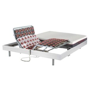 Vente uniquecom Lit electrique relaxation tout plots matelas memoire de forme ATRIDE de DREAMEA moteurs OKIN blanc 2 x 90 x 200 cm