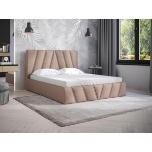 Lit coffre 140 x 190 cm Velours Beige LIDAMA de Pascal Morabito