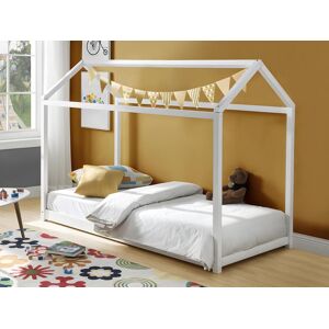 Vente unique Lit cabane AVENTURIER 90 x 190 cm Pin Blanc matelas