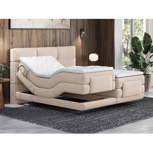 Vente uniquecom Ensemble complet boxspring tete de lit capitonnee sommiers relaxation electrique matelas surmatelas 2 x 80 x 200 cm Tissu Beige LODI de PALACIO