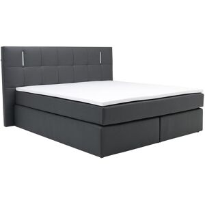 Ensemble complet boxspring tete de lit avec leds sommiers matelas surmatelas 160 x 200 cm Simili Anthracite BILBAO de YSMEE