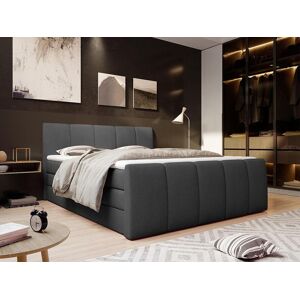 Vente uniquecom Ensemble complet boxspring tete de lit capitonnee sommiers coffre matelas surmatelas 160 x 200 cm Tissu Anthracite VERONE de PALACIO