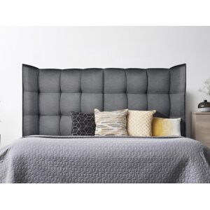 Vente unique Tete de lit incurvee 140 cm Tissu Gris LUDESA