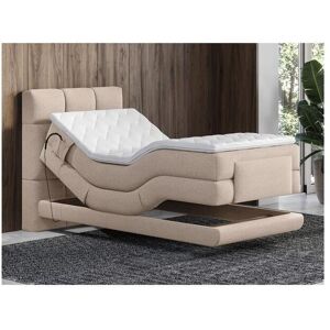 Vente-unique.com Ensemble complet boxspring tete de lit capitonnee + sommiers relaxation electrique + matelas + surmatelas - 100 x 200 cm - Tissu - Beige - LODI de PALACIO