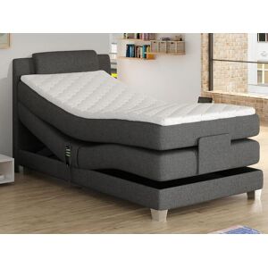 Vente-unique.com Ensemble complet boxspring tete de lit + sommiers relaxation electrique + matelas + surmatelas - 100 x 200 cm - Tissu - Gris clair - CASTEL de PALACIO