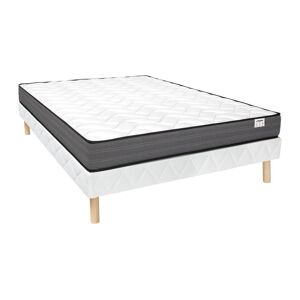 Ensemble 140 x 200 cm sommier + matelas ressorts ensaches - AMBRACIE de YSMÉE