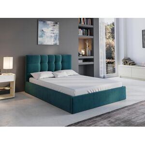 Lit coffre 140 x 190 cm Tissu Bleu canard Matelas ELIAVA de Pascal Morabito