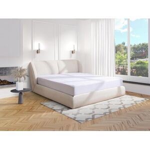 Vente unique Lit coffre 180 x 200 cm Tissu bouclette Ecru Matelas RUDALI de Maison Cephy