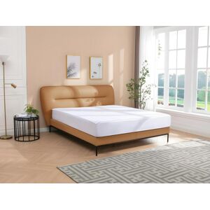 Vente unique Lit 160 x 200 cm Cuir Camel Avec matelas JODALA