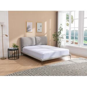 Maison Cephy Lit 160 x 200 cm Tissu Gris chine Matelas RIMOTA