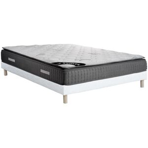 Ensemble sommier tapissier matelas 160 x 200 cm ressorts ensaches 7 zones et memoire de forme ep28cm MARANI de YSMEE