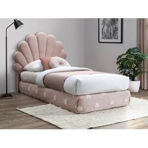 Vente unique Tete de lit coquillage 110 cm Velours Rose MOANA