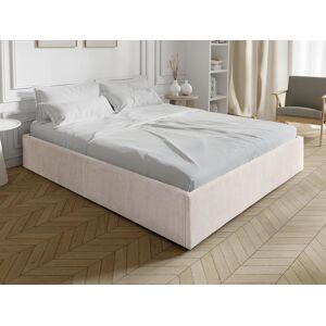 Sommier coffre en velours cotele 140 x 190 cm Beige PONTOS de YSMEE