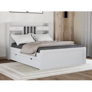 Vente unique Lit avec rangements 140 x 190 cm Blanc MEDERICK