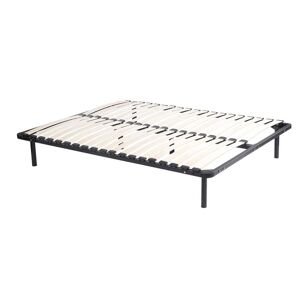 Sommier cadre a lattes 140 x 190 cm 2x19 lattes Avec pied Noir KALISTA de YSMEE