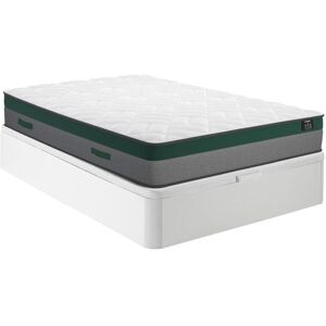 Ensemble literie 140 x 190 cm sommier coffre blanc matelas ressorts ensaches PRESTIGE de YSMEE