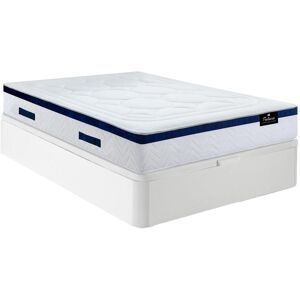 Vente-unique.com Ensemble literie 140 x 190 cm - sommier coffre blanc + matelas ressorts ensaches - MARQUIS de PALACIO