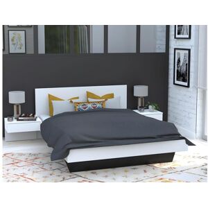 Vente unique Lit avec chevets 140 x 190 cm Coloris Blanc Matelas MARVELLOUS