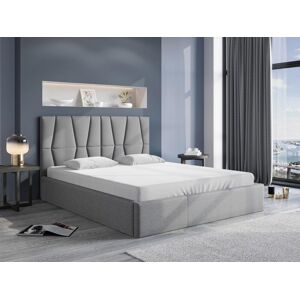 Vente unique Lit coffre 160 x 200 cm Tissu Gris Matelas ENIALI