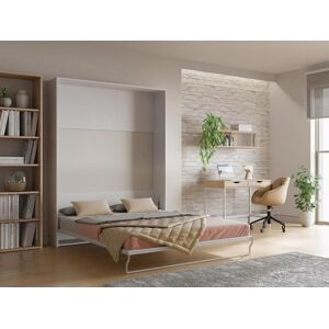 Vente unique Lit escamotable 160 x 200 cm Ouverture verticale manuelle Blanc MALINA II