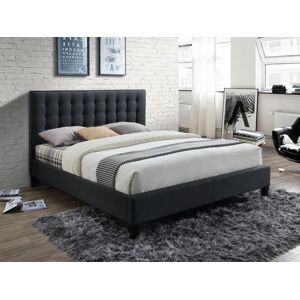 Vente unique Lit 160 x 200 cm avec tete de lit capitonnee Tissu Anthracite CHIARA