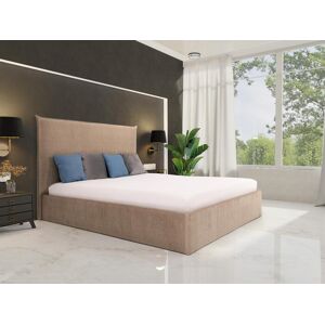 Vente unique Lit coffre 140 x 200 cm Velours Beige Matelas SORYO