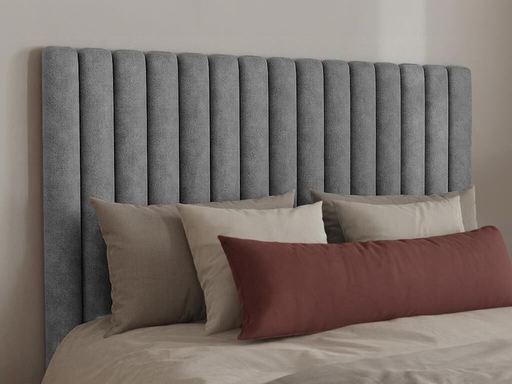 Vente-unique Tête de lit coutures verticales - 150 cm -Tissu - Gris - SARAH