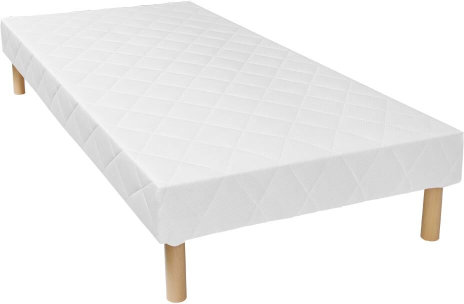 Vente-unique.com Sommier déco tapissier 90 x 190 cm 14 lattes multiplis - Blanc - PANACEA de DREAMEA