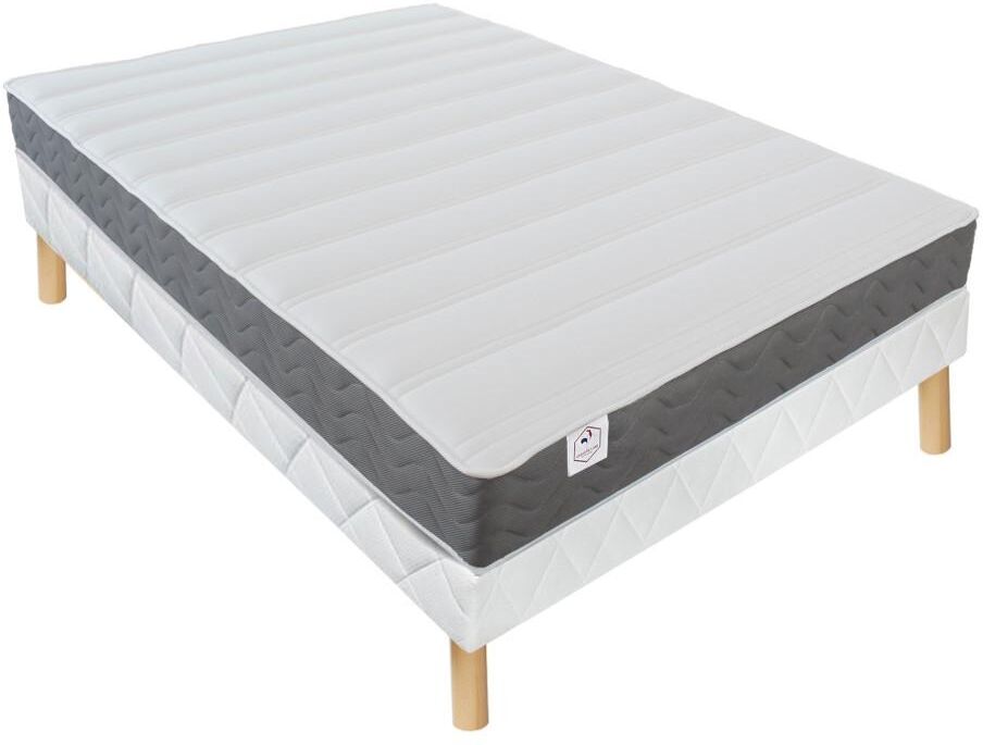 Vente-unique.com Ensemble sommier + matelas mousse HD + Mémoire de forme + tissu 3D respirant HEAVEN de DREAMEA - 140 x 190 cm