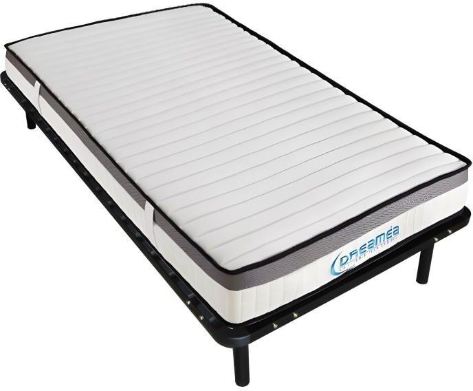 Vente-unique.com Ensemble cadre à lattes + matelas 90 x 200 cm mousse mémoire de forme ép.19cm - ORTHOMEMORY II de DREAMEA