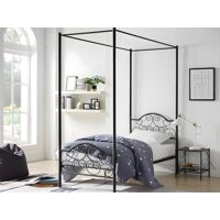 Vente-unique Lit à baldaquin LEYNA – 90 x 190 cm – Métal – Noir