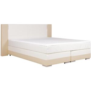 Ysmée Ensemble complet boxspring tête de lit avec leds + sommiers + matelas + surmatelas - 180 x 200 cm - Simili - Crème et blanc - ASTI de YSMÉE