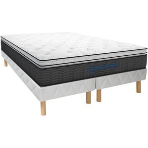 Vente-unique.com Ensemble sommier + matelas ressorts ensachés et surmatelas intégré GAMIANI de DREAMEA - ép. 30 cm - 180 x 200 cm