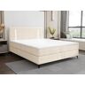 Ensemble complet boxspring tête de lit avec leds + sommier + matelas + surmatelas - 180 x 200 cm - Tissu - Beige - ONO de YSMÉE