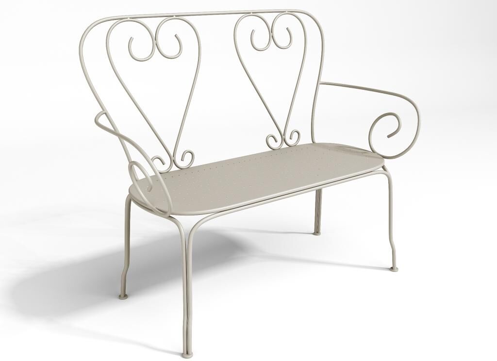 Banc de jardin en métal façon fer forgé - Beige - GUERMANTES de MYLIA